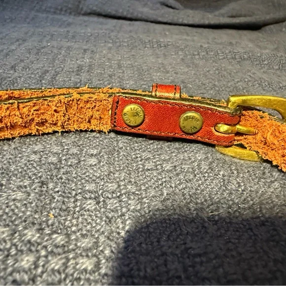 Vintage Leegin Brown Leather Belt with Brass Buckle women’s belt skinny - Picture 3 of 6